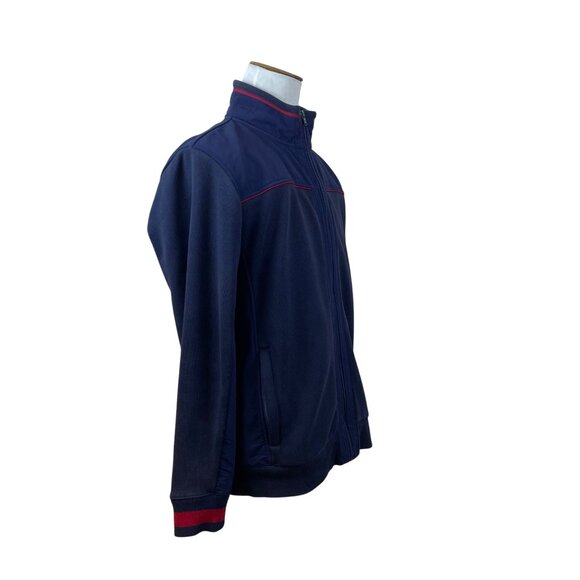 Tommy Hilfiger Mens Navy Full Zip Mock Neck Track Jacket Red Accents XL - Picture 2 of 9